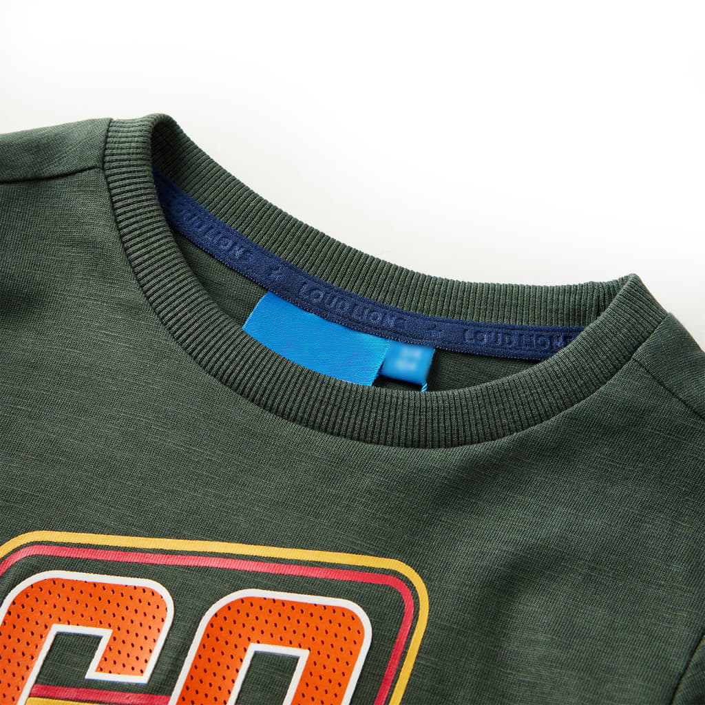 Langærmet T-shirt til børn str. 104 cm mørkegrøn