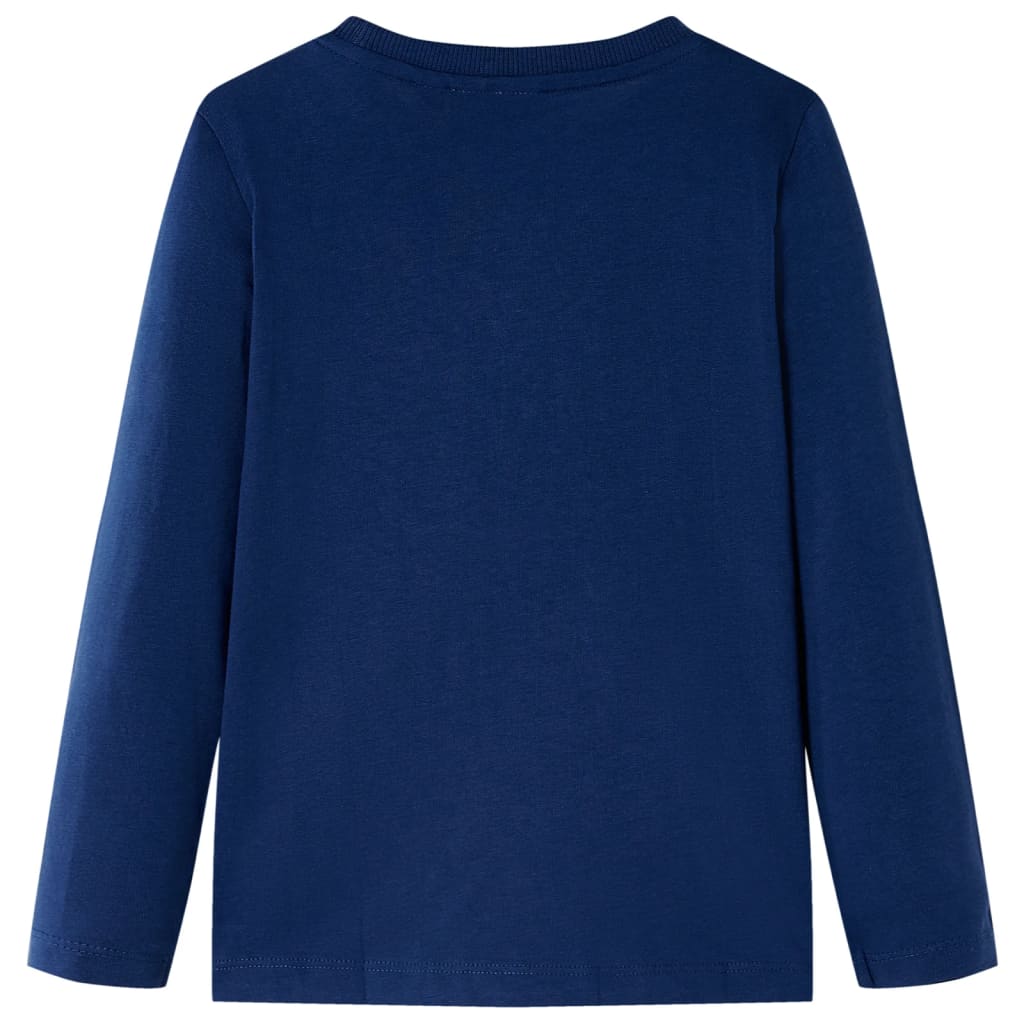 Langærmet T-shirt til børn str. 104 marineblå