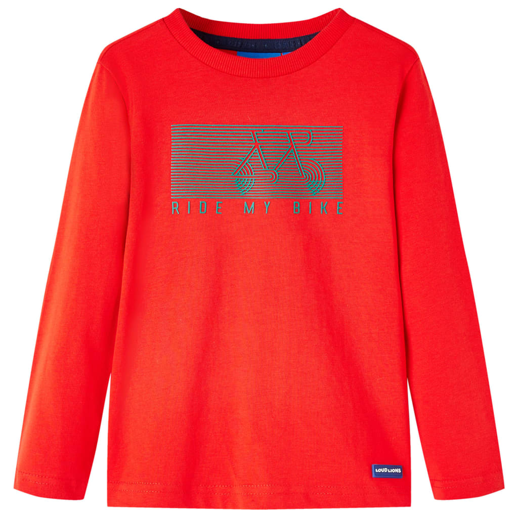 Langærmet T-shirt til børn str. 128 rød