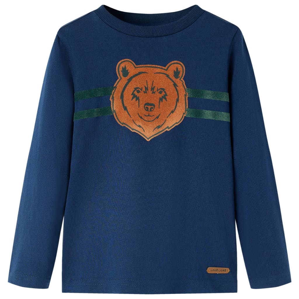Langærmet T-shirt til børn str. 116 marineblå