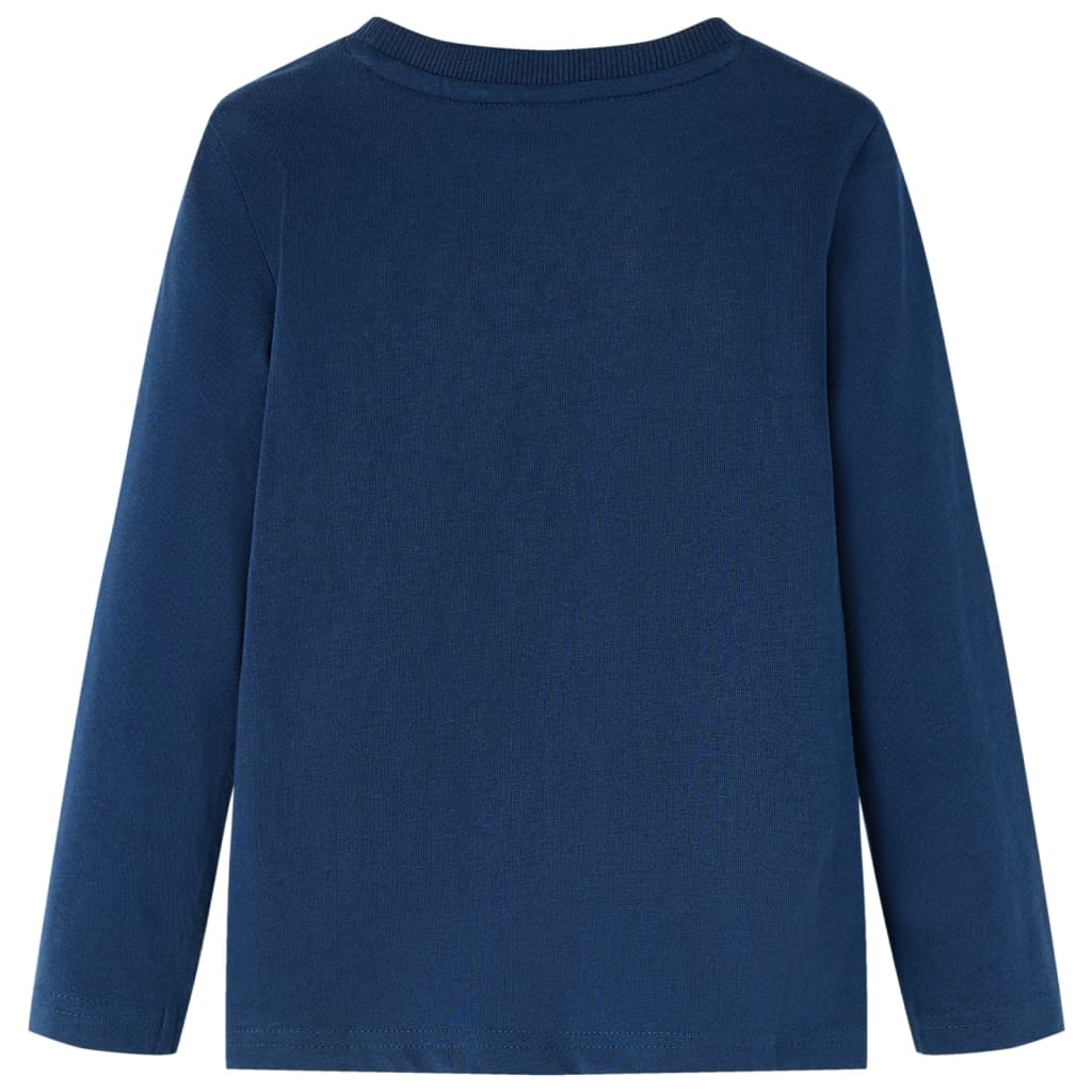 Langærmet T-shirt til børn str. 116 marineblå