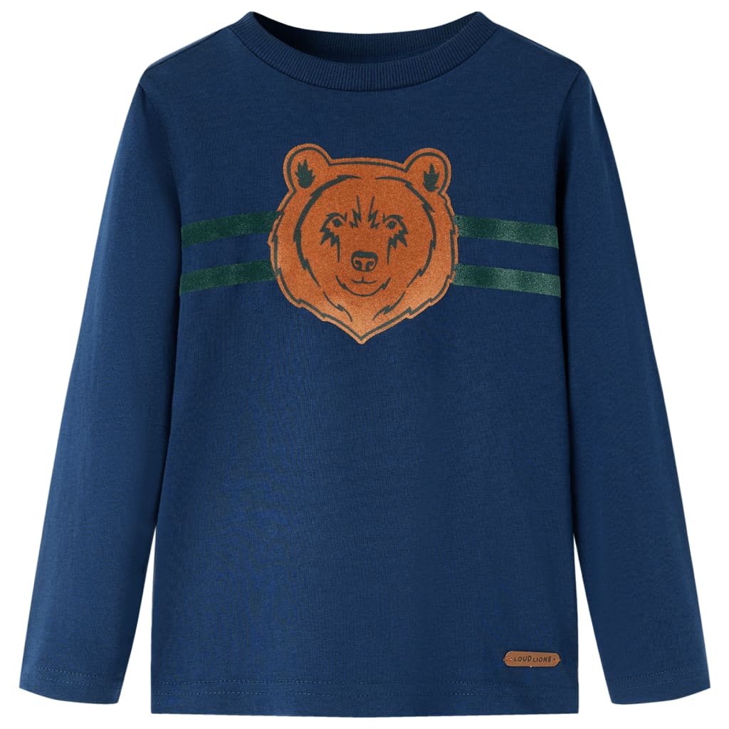 Langærmet T-shirt til børn str. 128 marineblå