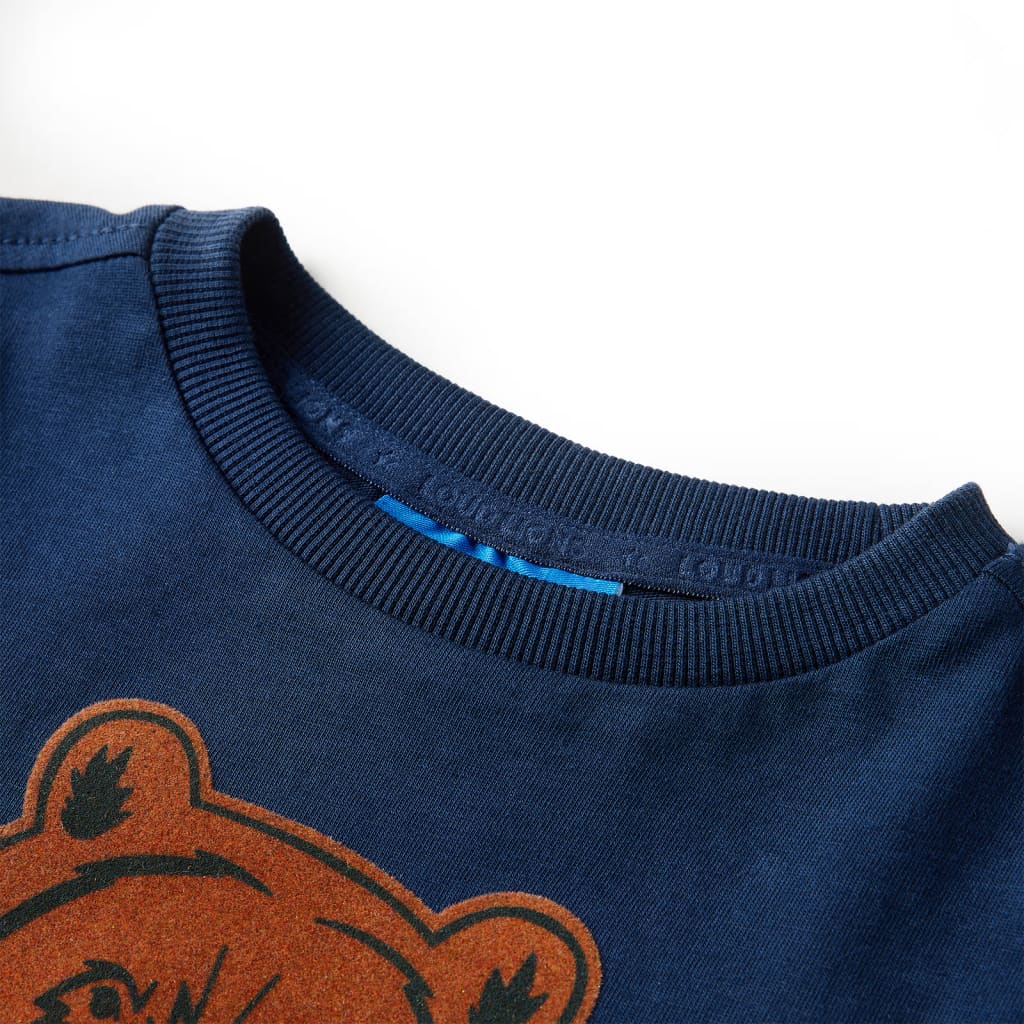 Langærmet T-shirt til børn str. 128 marineblå
