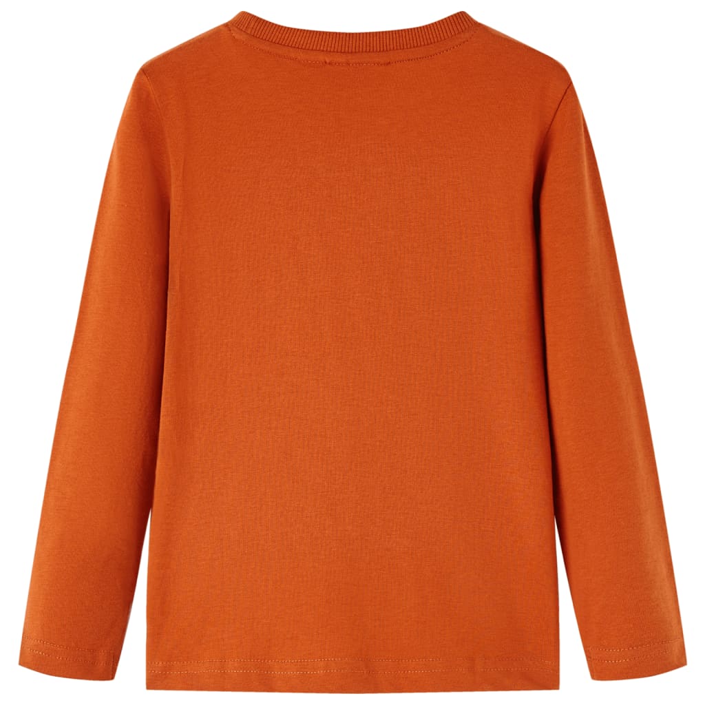 Langærmet T-shirt til børn str. 116 rustfarvet