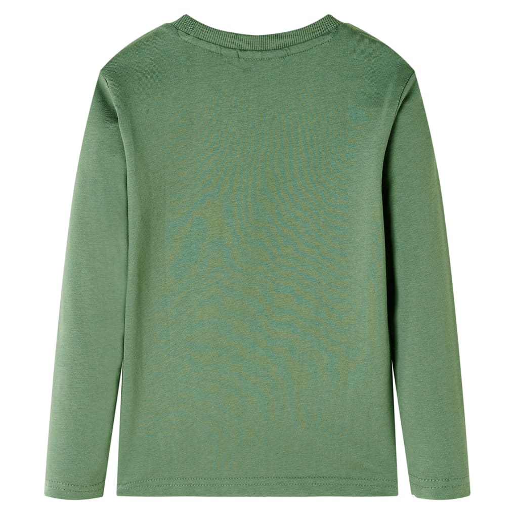 Langærmet T-shirt til børn str. 116 lys kakifarve