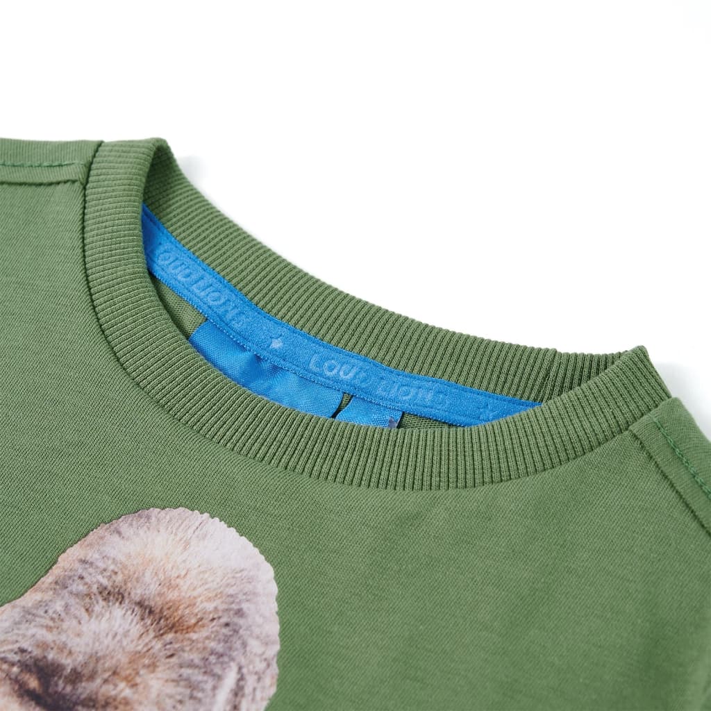 Langærmet T-shirt til børn str. 116 lys kakifarve