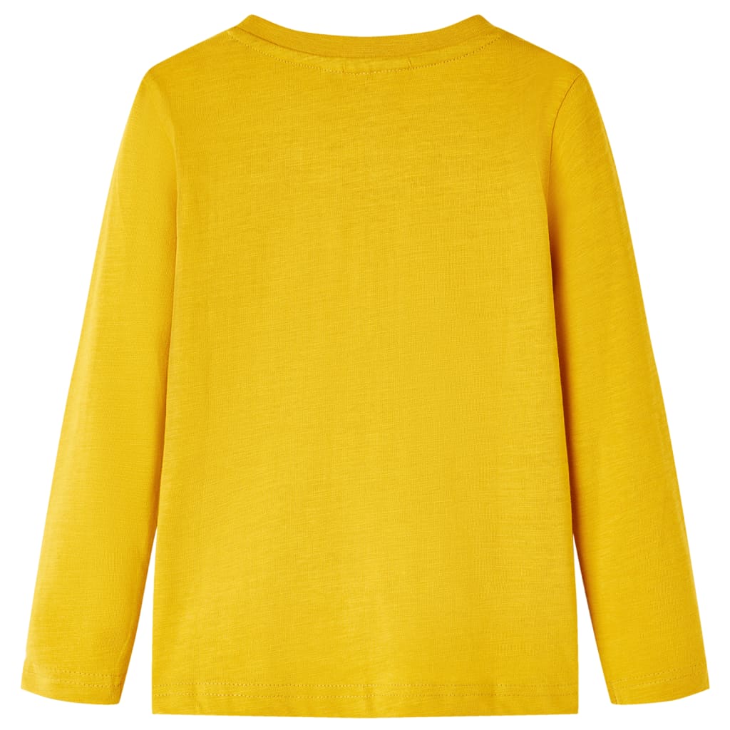 Langærmet T-shirt til børn str. 116 okkergul