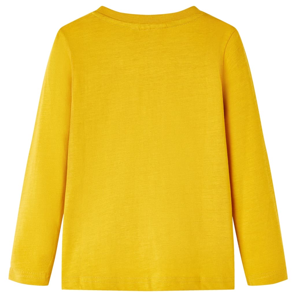 Langærmet T-shirt til børn str. 128 okkergul