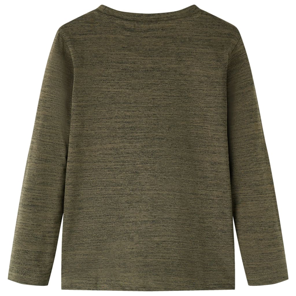 Langærmet T-shirt til børn str. 104 kakimeleret