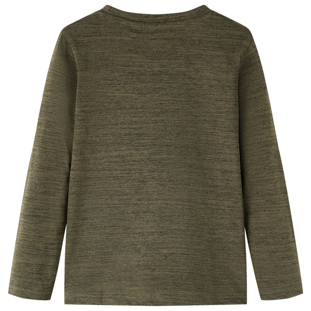 Langærmet T-shirt til børn str. 128 kakimeleret
