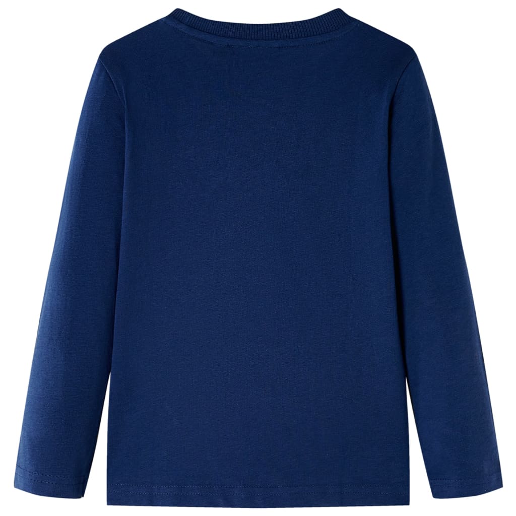 Langærmet T-shirt til børn str. 104 marineblå