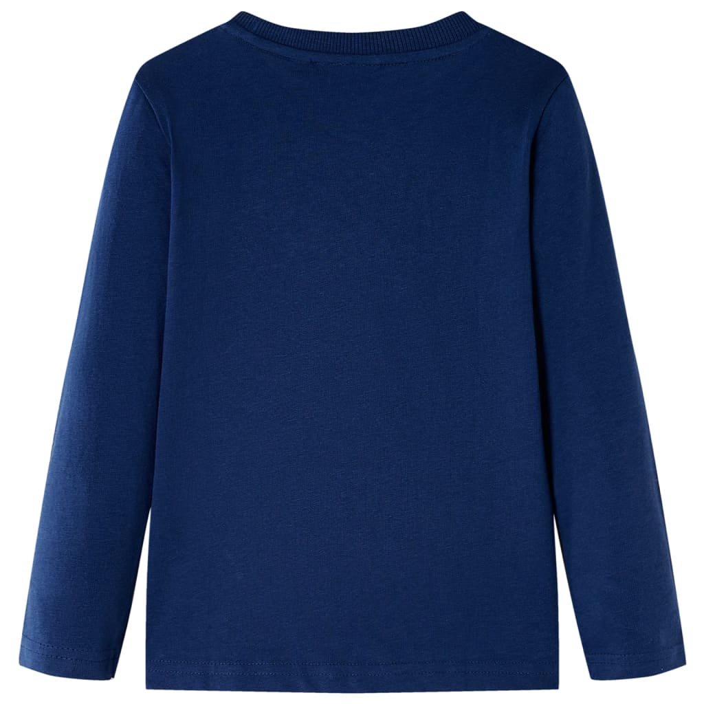 Langærmet T-shirt til børn str. 116 marineblå
