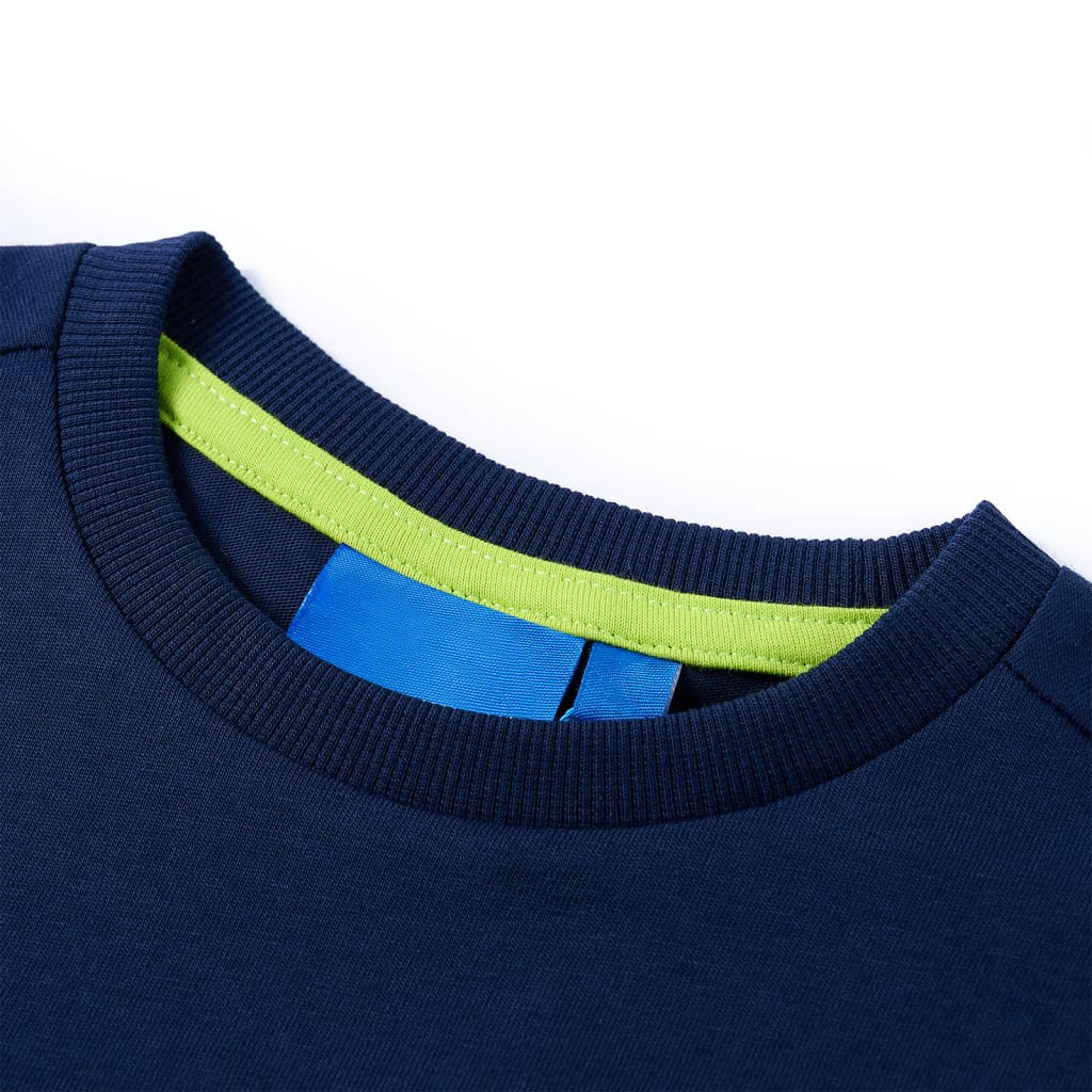 Langærmet T-shirt til børn str. 116 marineblå