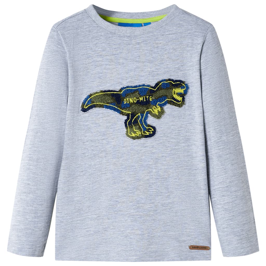 Langærmet T-shirt til børn str. 128 gråmeleret