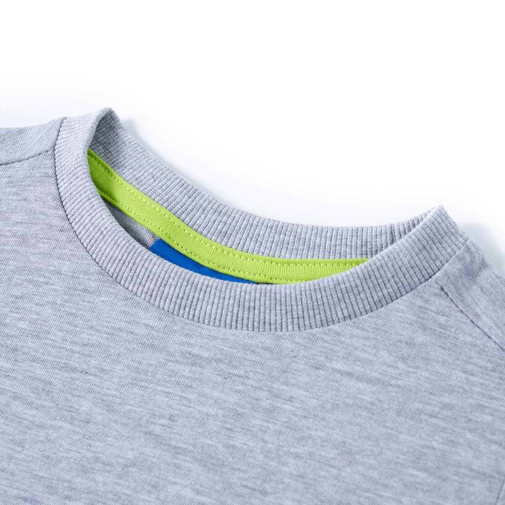 Langærmet T-shirt til børn str. 128 gråmeleret