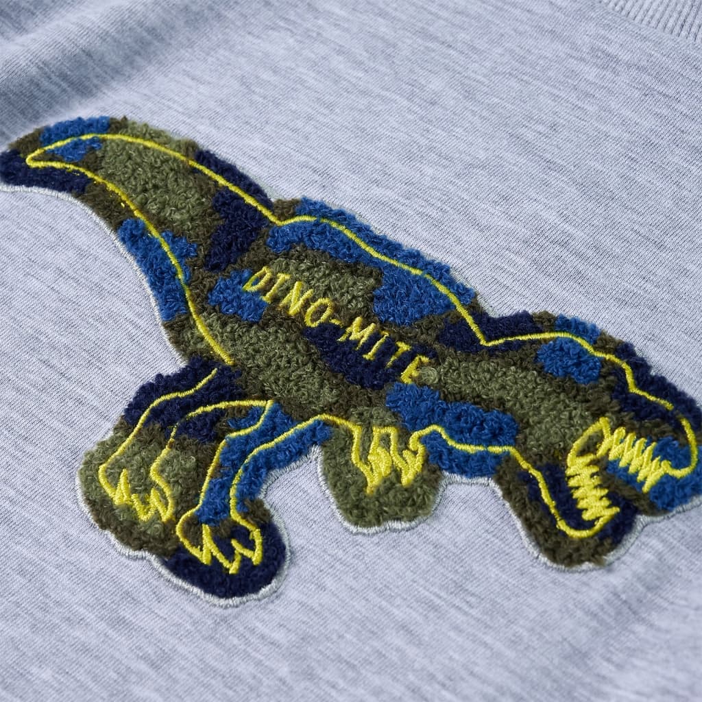 Langærmet T-shirt til børn str. 128 gråmeleret