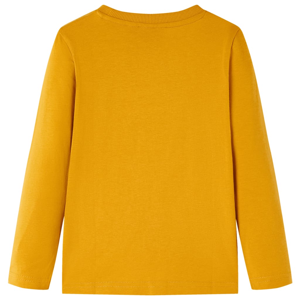 Langærmet T-shirt til børn str. 104 okkergul