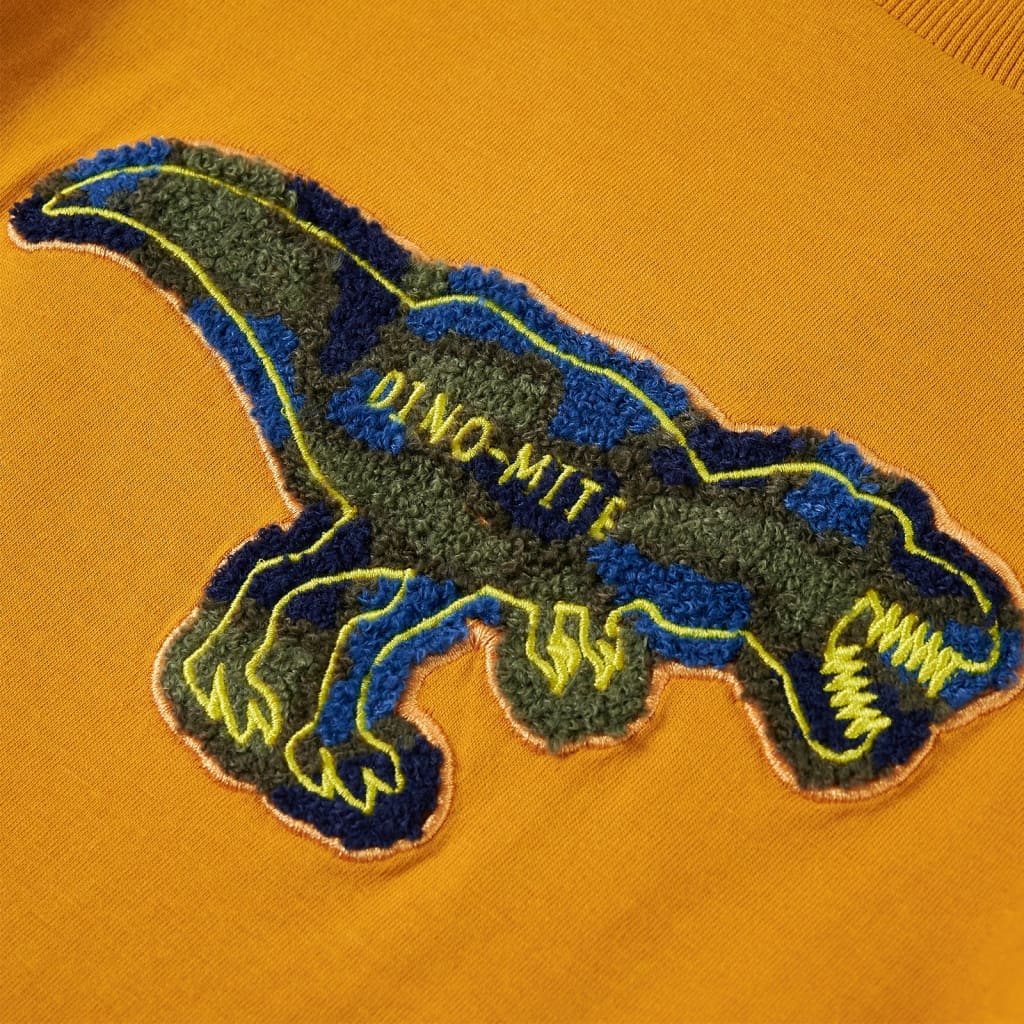 Langærmet T-shirt til børn str. 104 okkergul