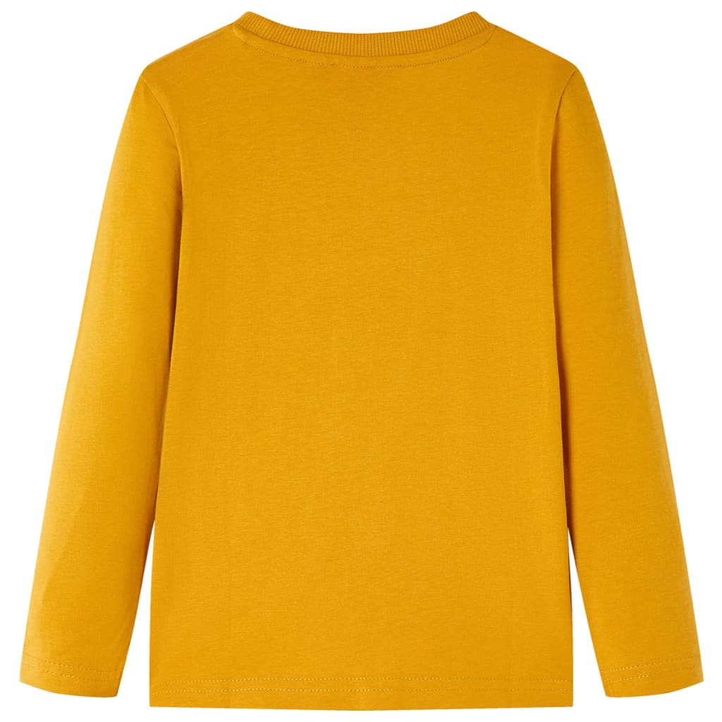 Langærmet T-shirt til børn str. 128 okkergul