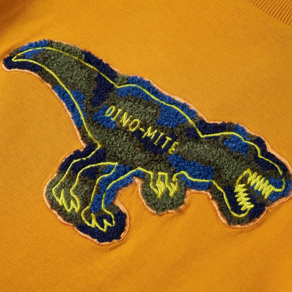Langærmet T-shirt til børn str. 128 okkergul