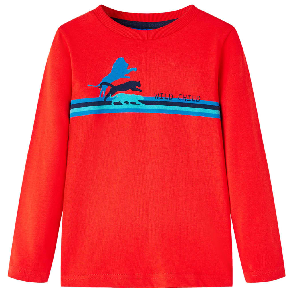 Langærmet T-shirt til børn str. 116 rød