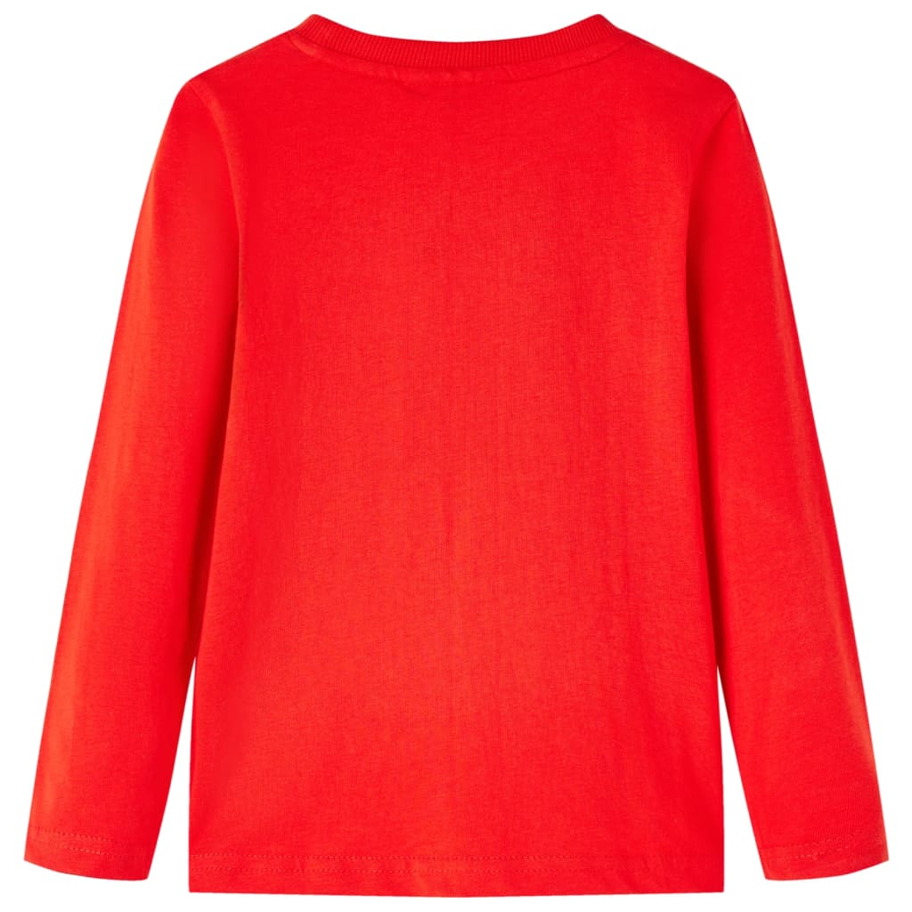 Langærmet T-shirt til børn str. 116 rød