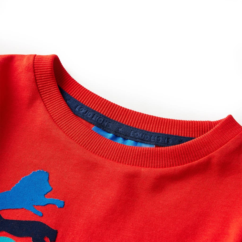 Langærmet T-shirt til børn str. 116 rød