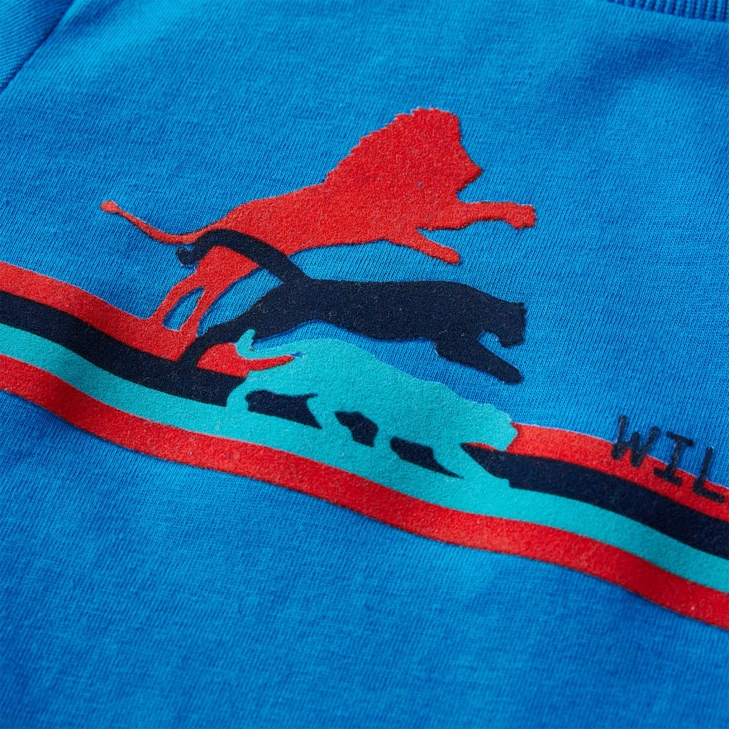 Langærmet T-shirt til børn str. 116 koboltblå