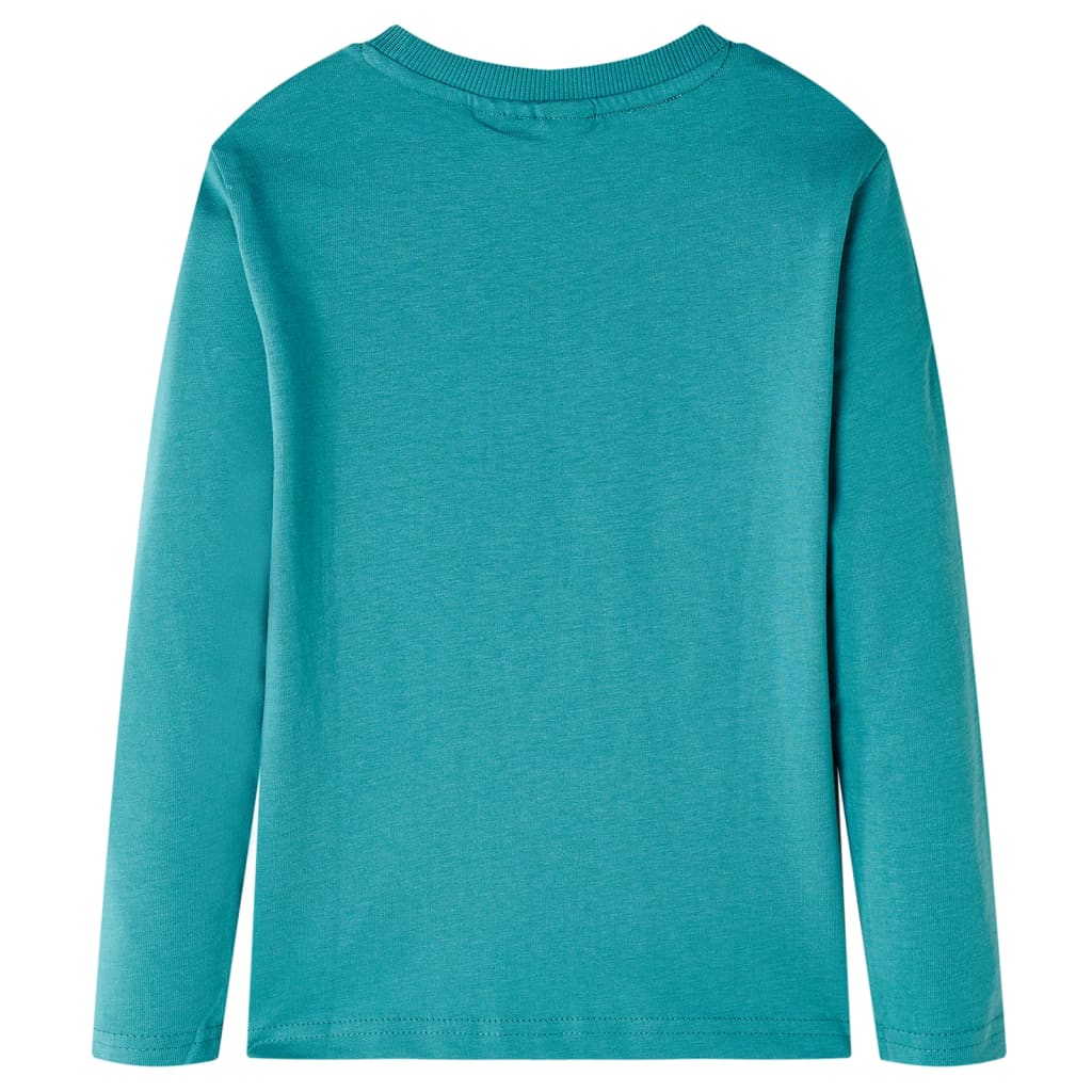 Langærmet T-shirt til børn str. 116 akvamarinblå