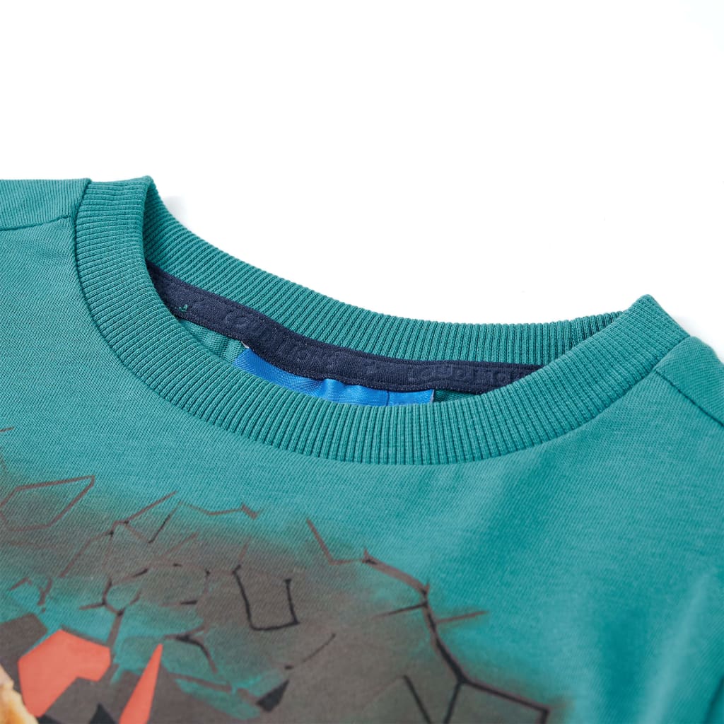 Langærmet T-shirt til børn str. 116 akvamarinblå