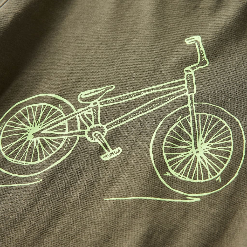 Langærmet T-shirt til børn str. 92 kakifarvet