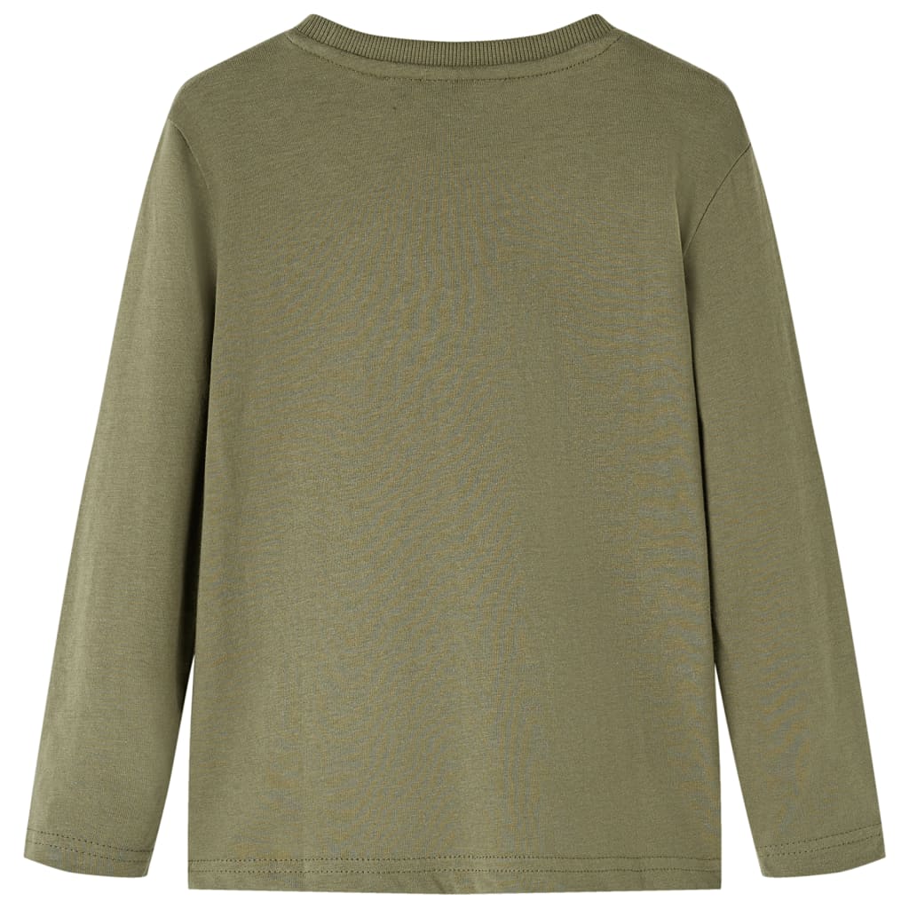 Langærmet T-shirt til børn str. 116 kakifarvet