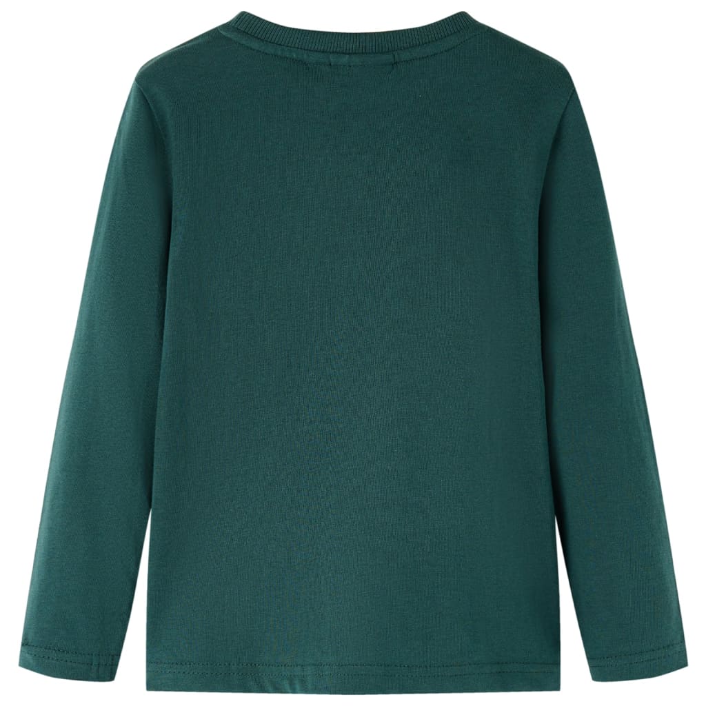 Langærmet T-shirt til børn str. 128 mørkegrøn