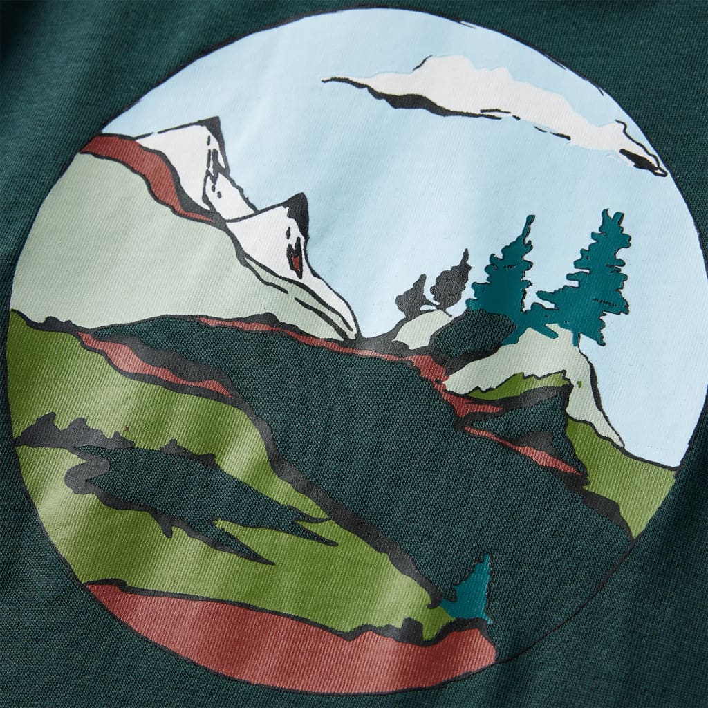 Langærmet T-shirt til børn str. 128 mørkegrøn