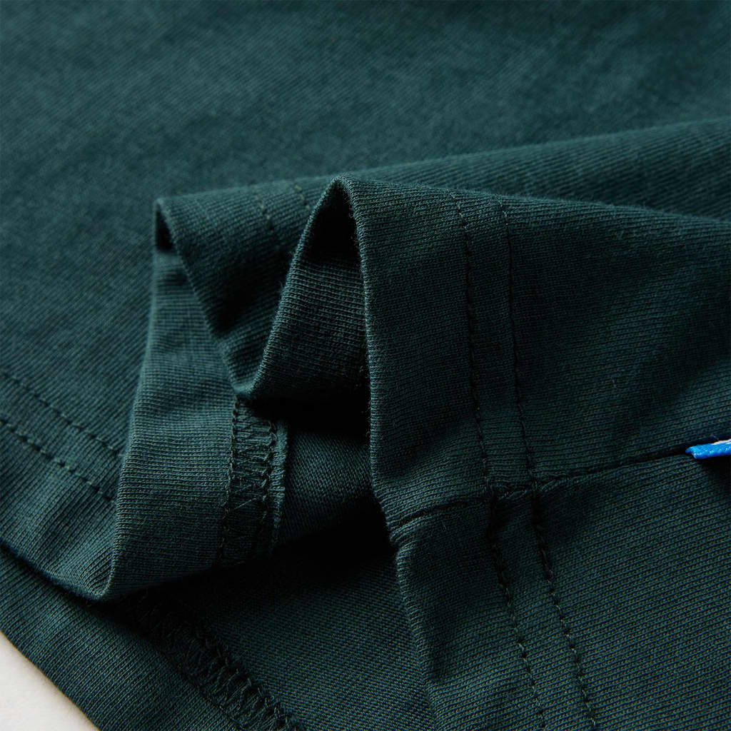 Langærmet T-shirt til børn str. 128 mørkegrøn