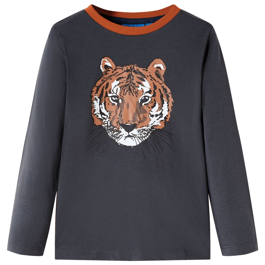 Langærmet T-shirt til børn str. 116 antracitgrå