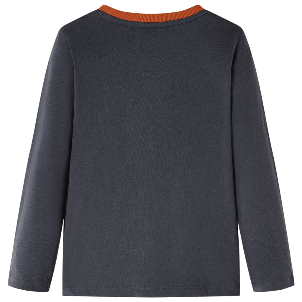 Langærmet T-shirt til børn str. 116 antracitgrå