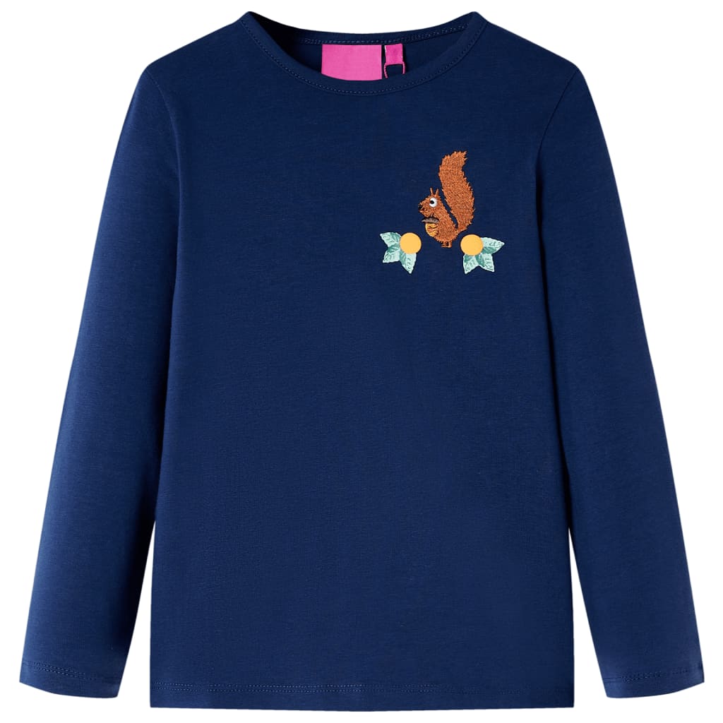 Langærmet T-shirt til børn str. 116 marineblå