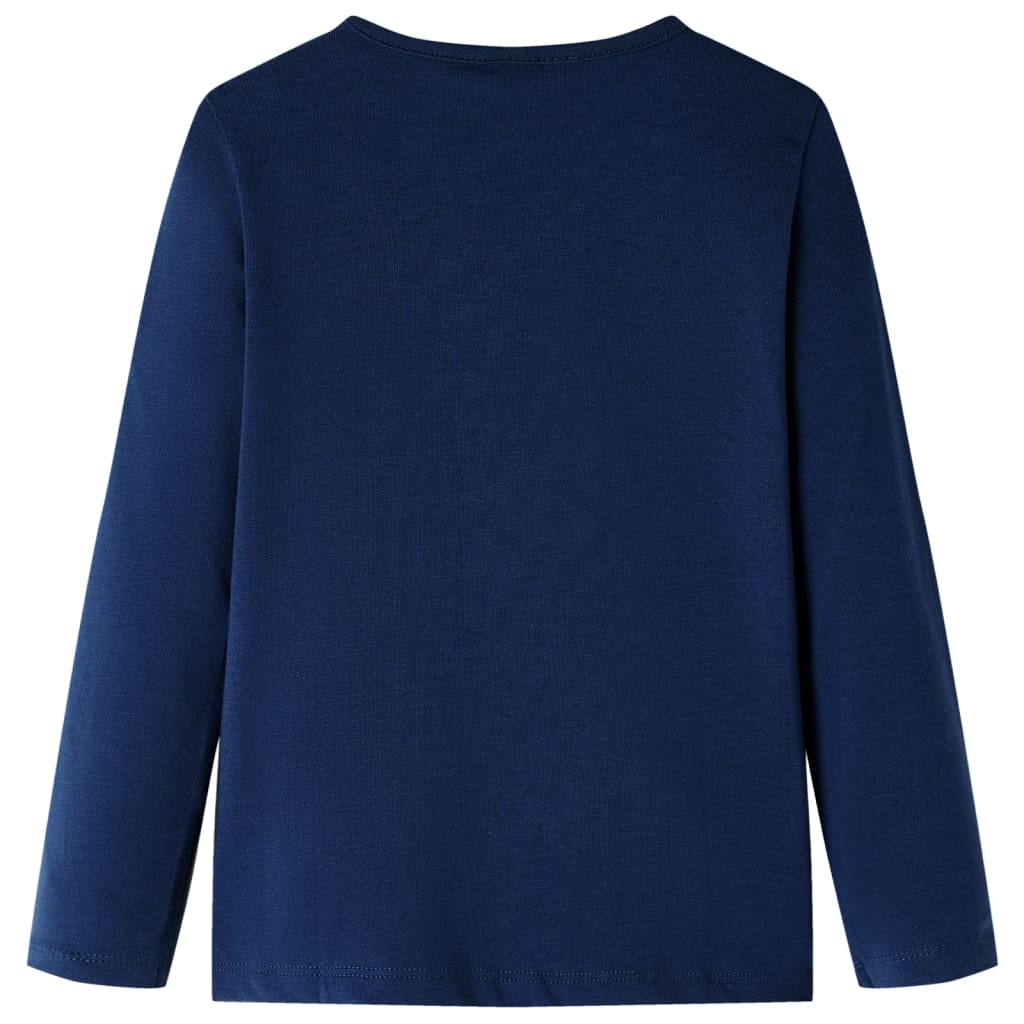 Langærmet T-shirt til børn str. 140 marineblå