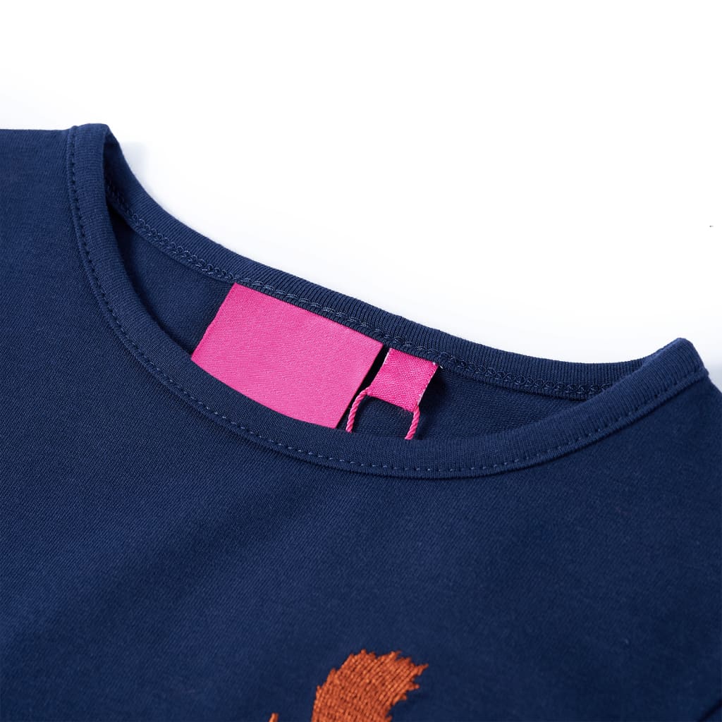 Langærmet T-shirt til børn str. 140 marineblå
