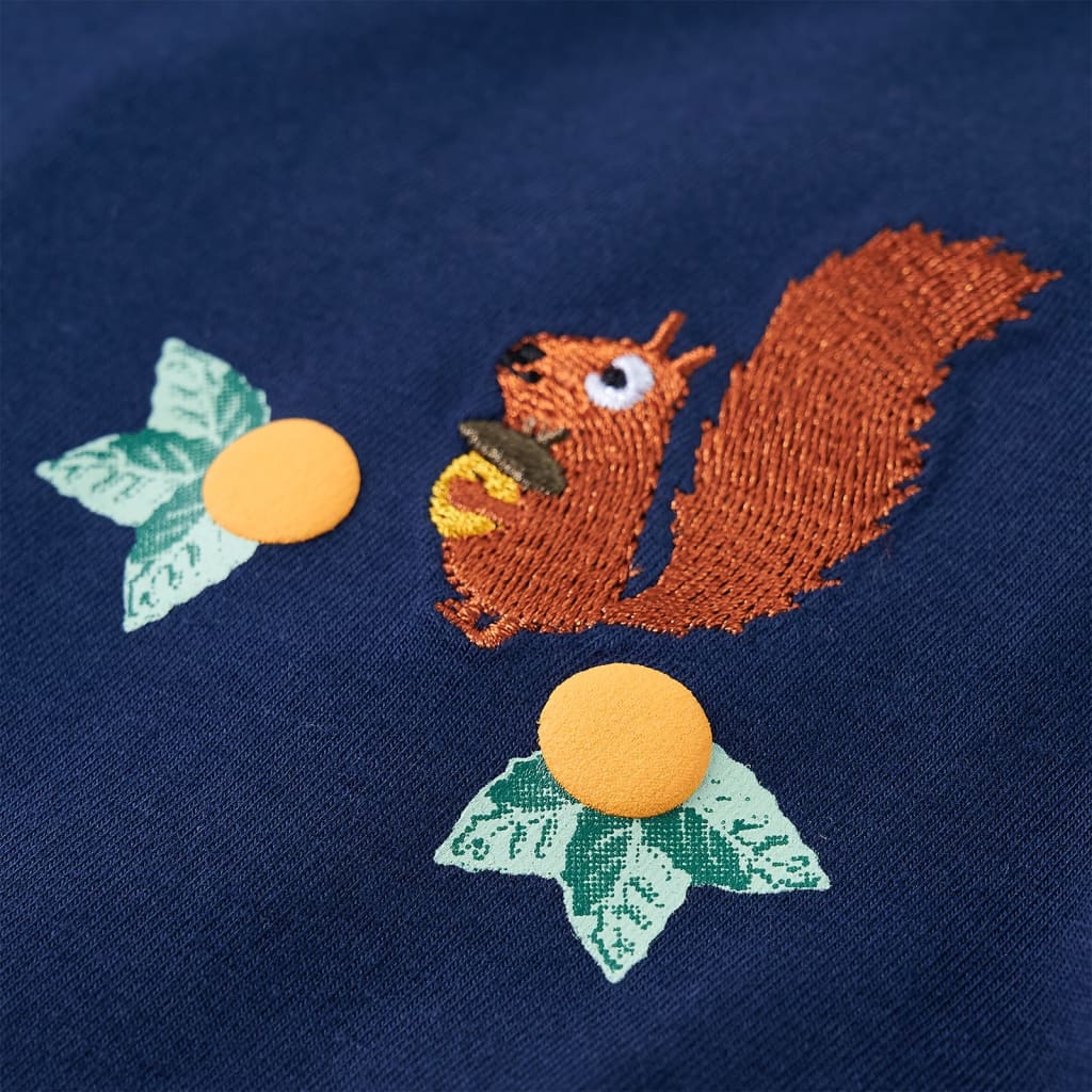 Langærmet T-shirt til børn str. 140 marineblå