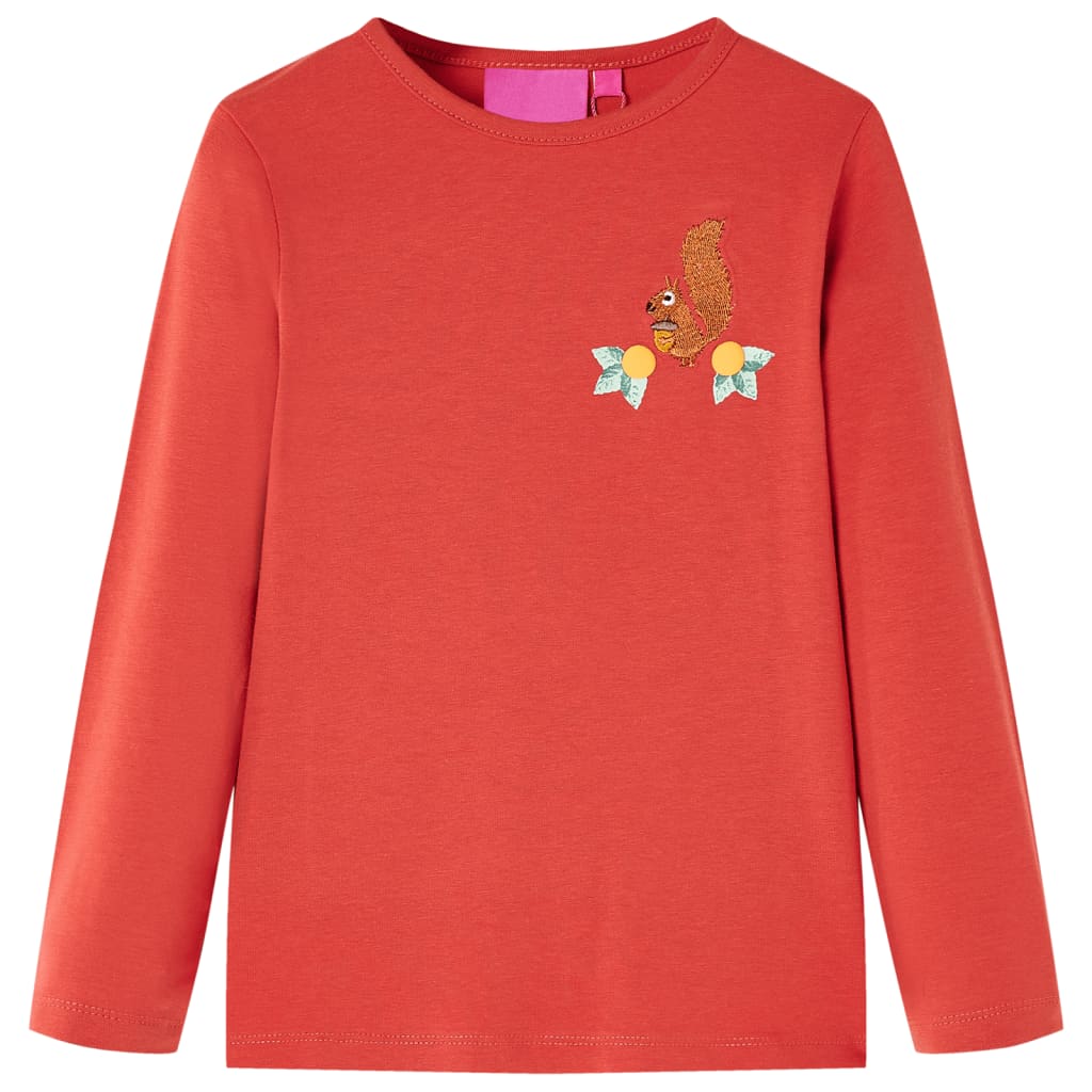 Langærmet T-shirt til børn str. 128 rød