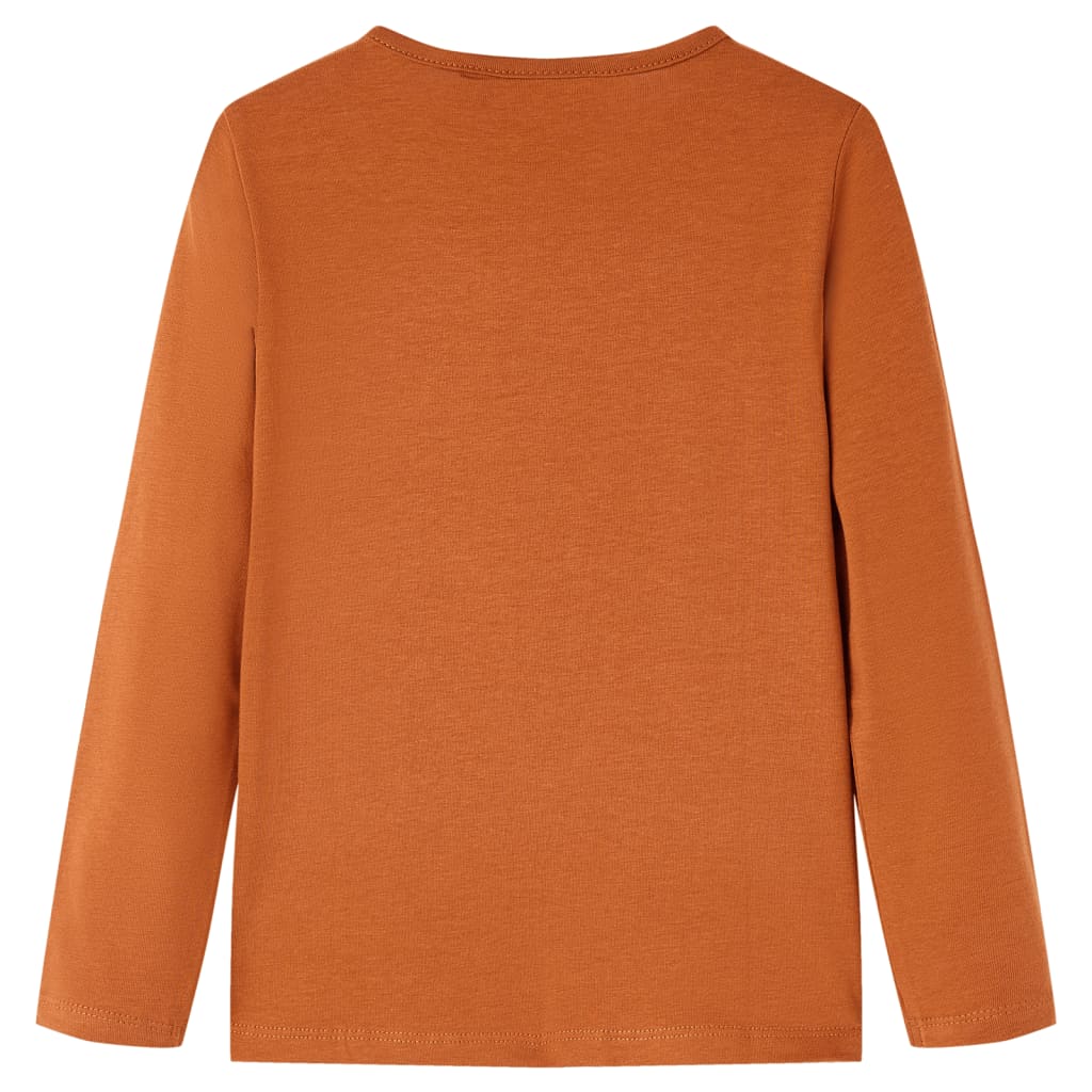 Langærmet T-shirt til børn str. 128 cognacfarvet