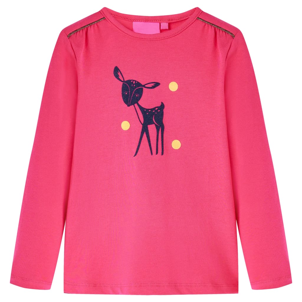 Langærmet T-shirt til børn str. 128 pink