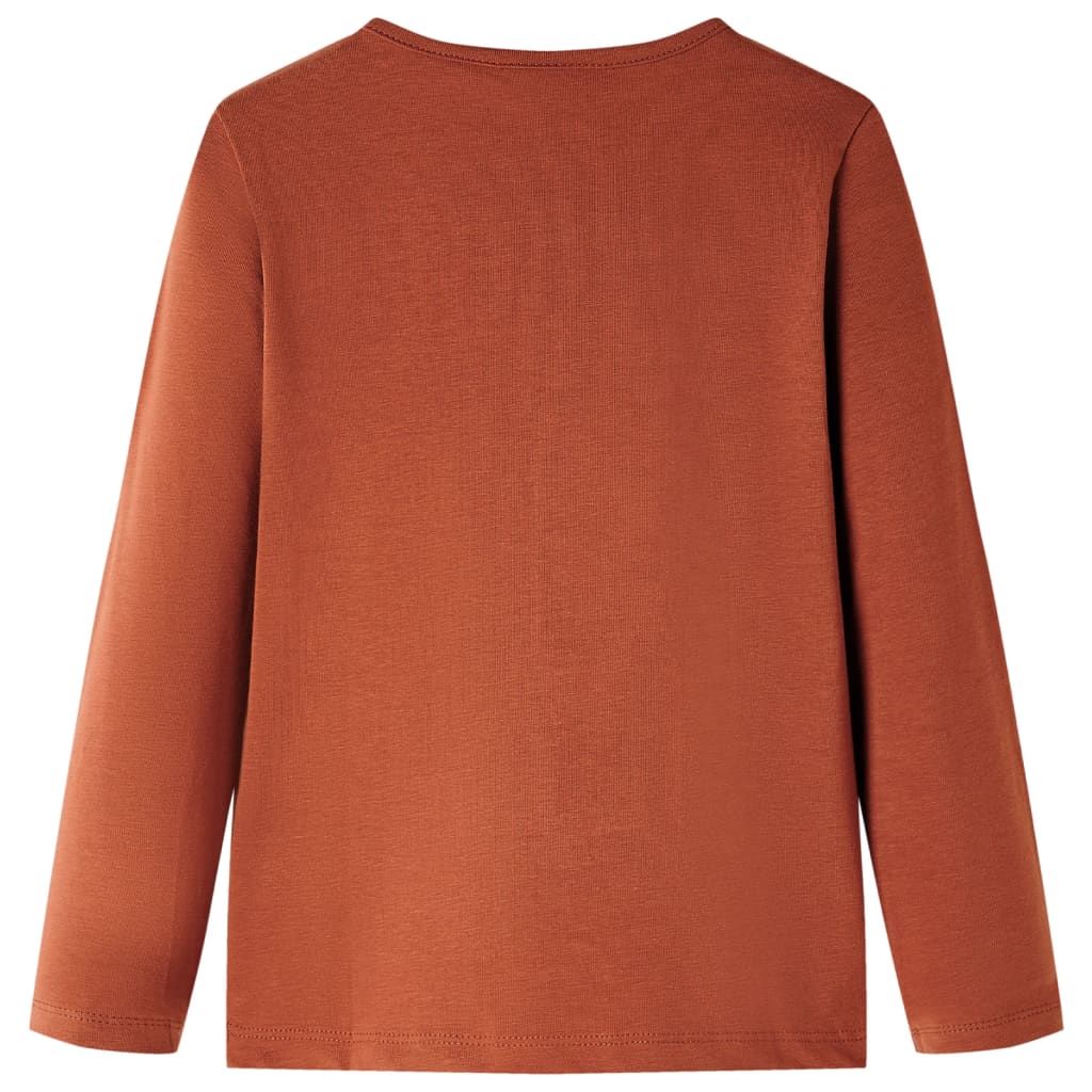 Langærmet T-shirt til børn str. 128 cognacfarvet