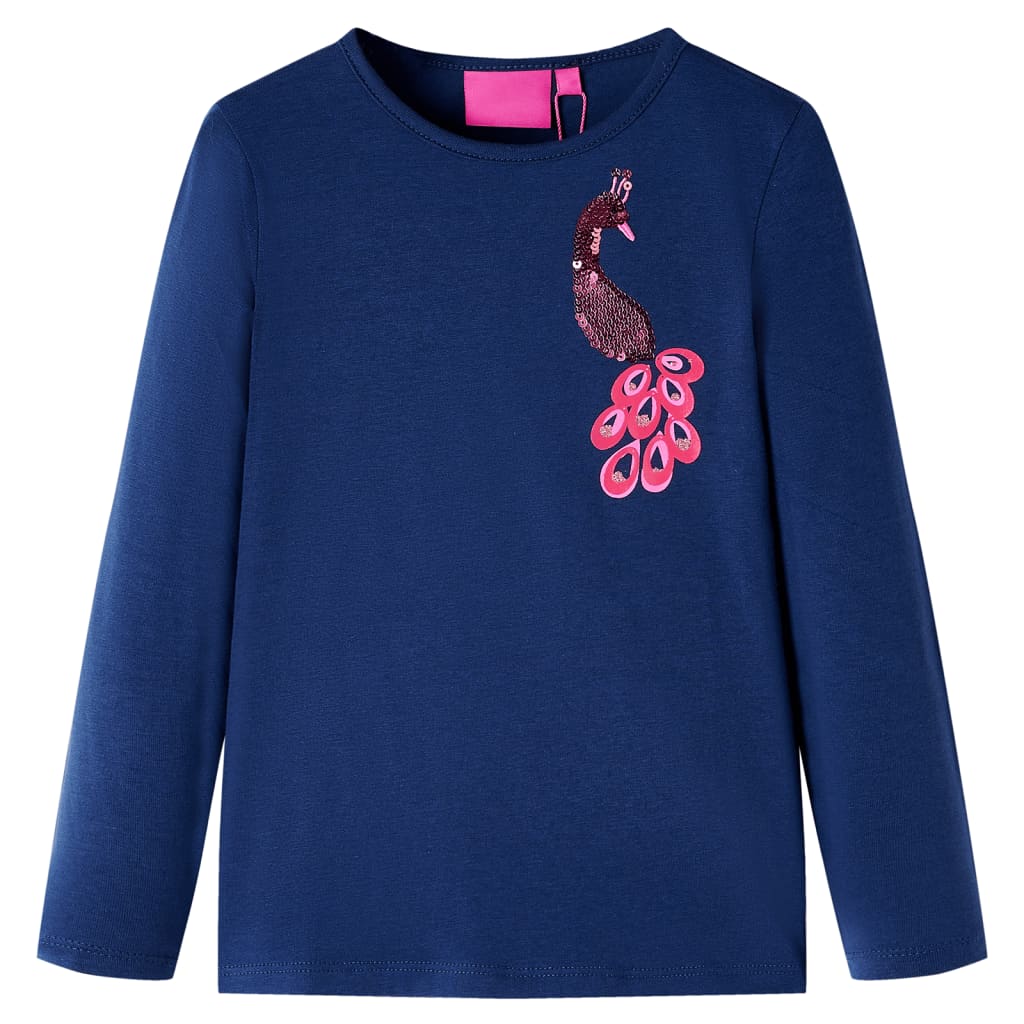 Langærmet T-shirt til børn str. 128 marineblå