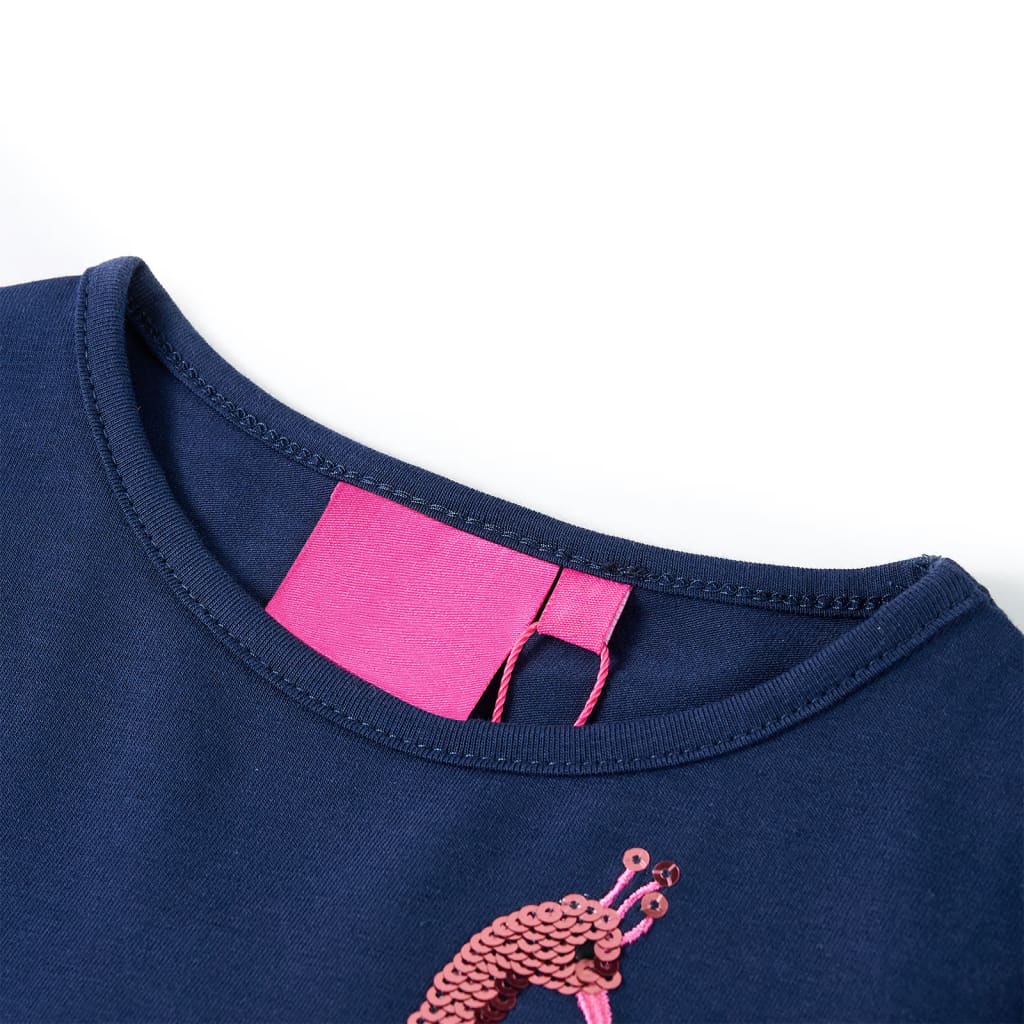 Langærmet T-shirt til børn str. 128 marineblå
