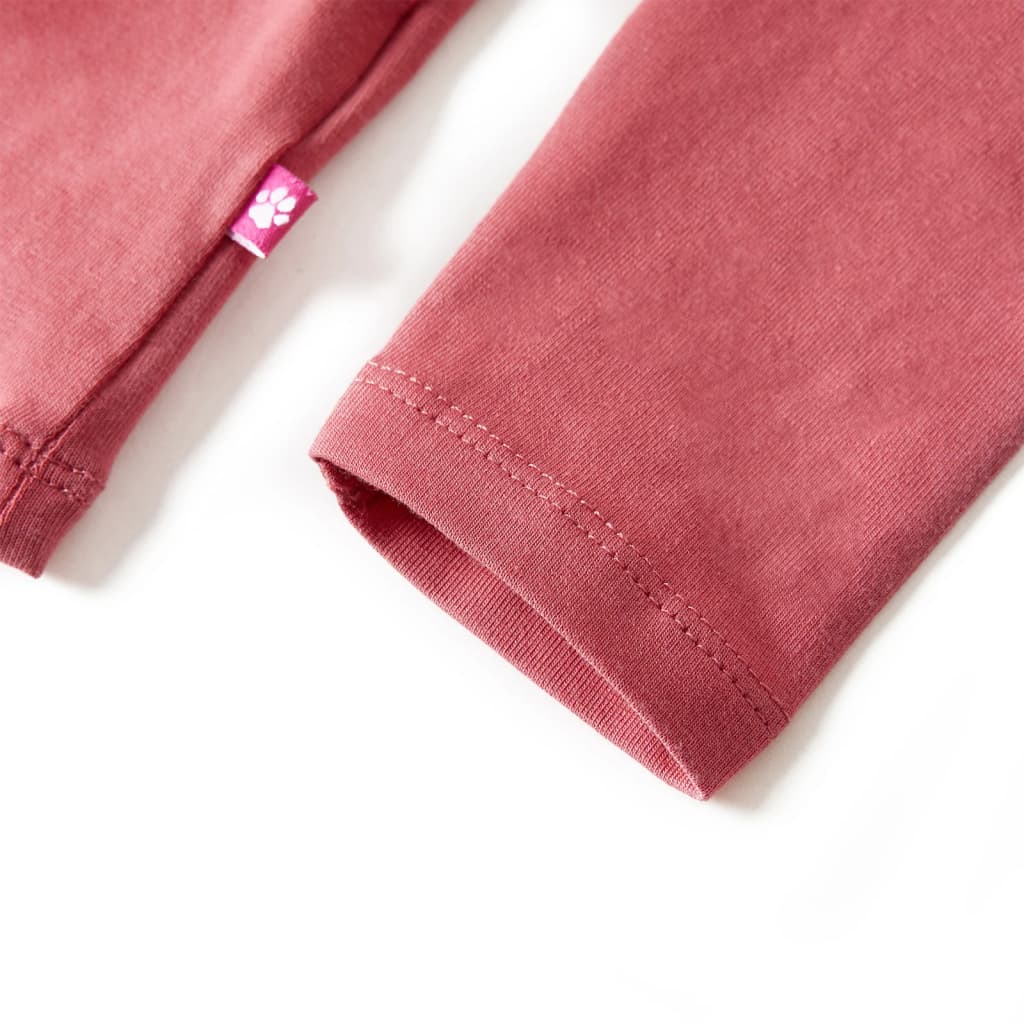 Langærmet T-shirt til børn str. 128 gammelrosa