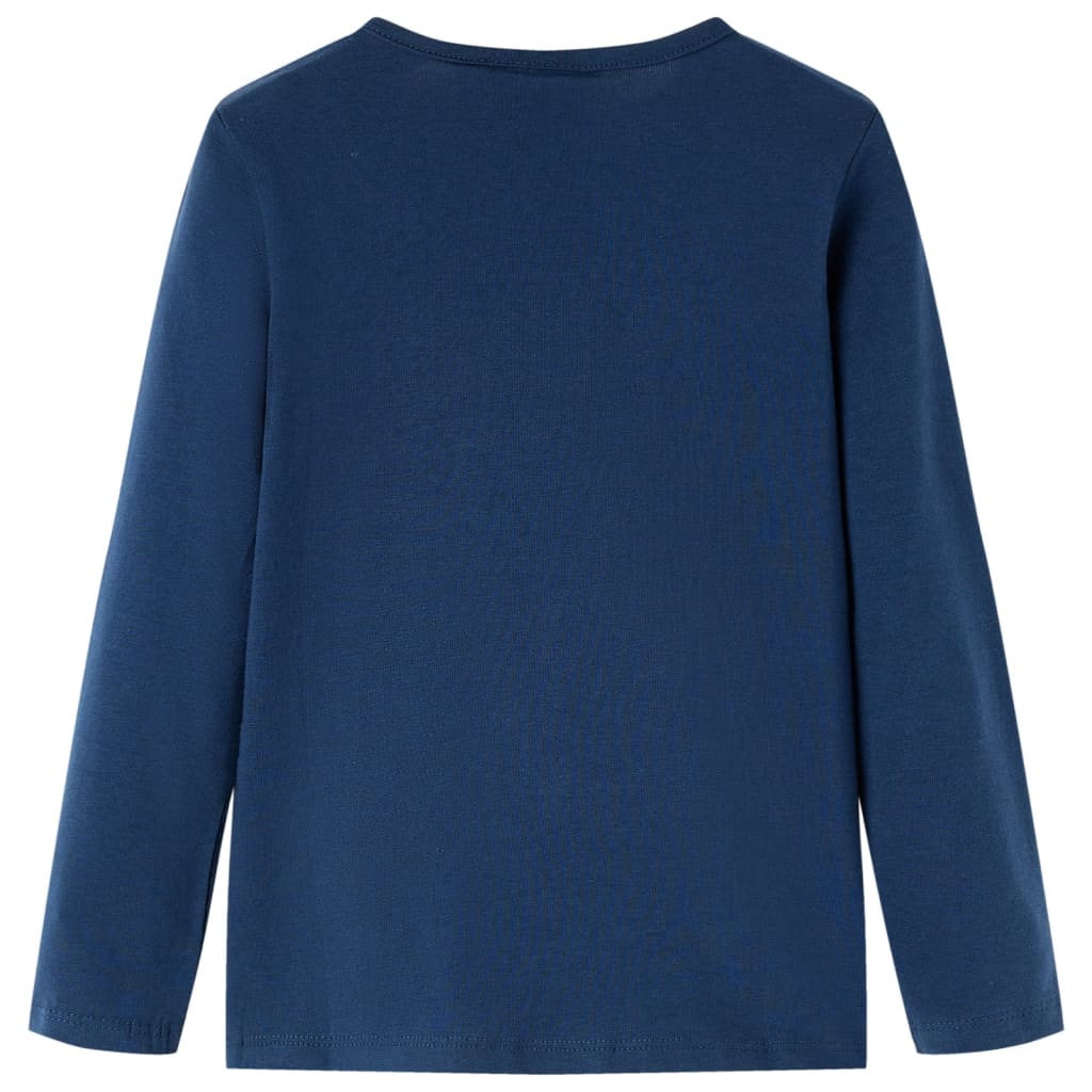 Langærmet T-shirt til børn str. 116 marineblå