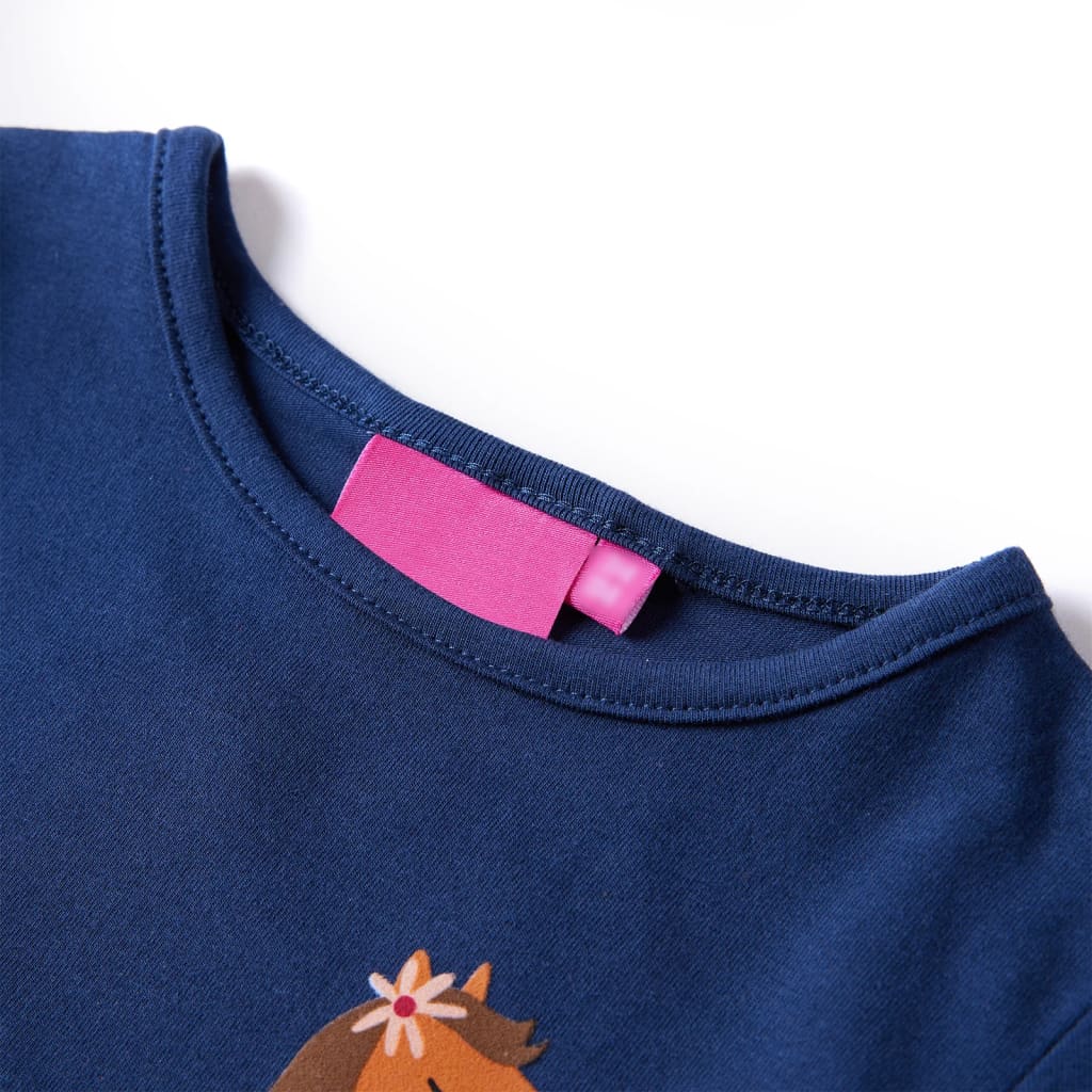 Langærmet T-shirt til børn str. 116 marineblå